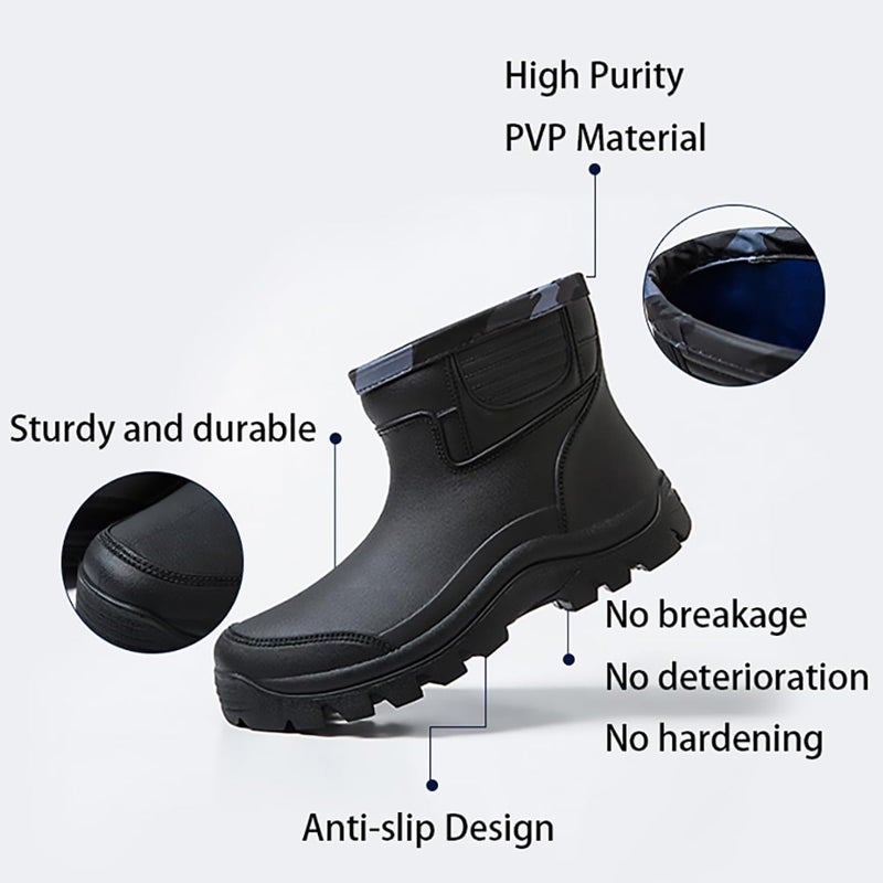 jessie Rain Boots for Men PVC Waterproof Rubber Boots Mud Boot Short Ankle Boots - Image 3